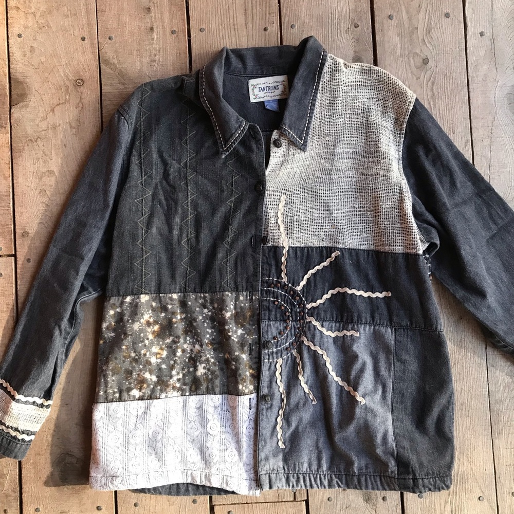 Vintage Patchwork Button Up Jacket or Blouse 🍃